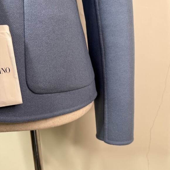 Valentino Blue Angora Wool Blazer Jacket 42 NWT Luxury Minimalist $3990 - Picture 4 of 14